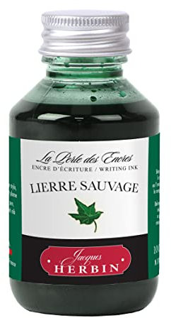 Jacques Herbin 17037T - Tinteflakon 100 ml, für Federhalter, ideal für Zeichen und Kalligraphie, Efeugrün, 1 Stück