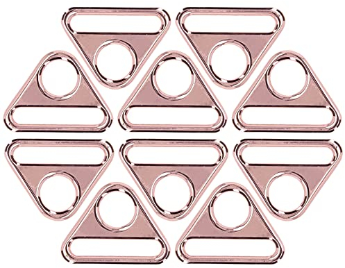Hapivida Packung mit 10 Metall Dreieck Schnallen, 38 mm Dreieckiger Einstell Metallring,Mehrzweck D-Ring Schnalle, für Gepäck, Rucksackgurte, Gurtband Zubehör(Roségold)