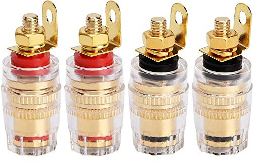 Greluma 4 Piezas Conector Tipo Banana de 4 mm Poste de Enlace para Terminal de Altavoz Amplificador Placa de Pared