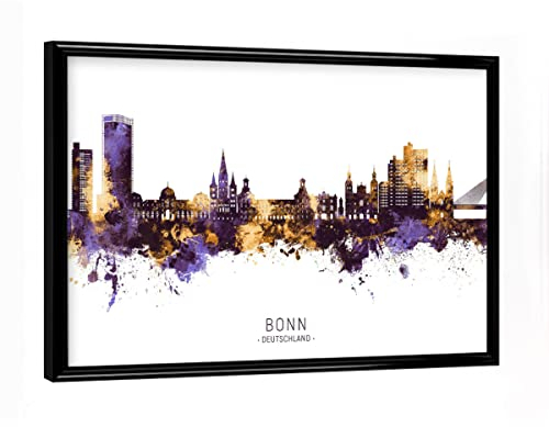 artboxONE Poster mit schwarzem Rahmen 18x13 cm Städte Bonn Germany Skyline PurpleGold - Bild bonn City Cityscape