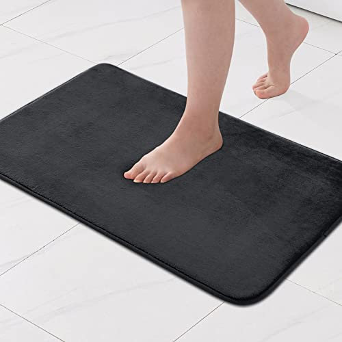 MIULEE Einfarbige Badematte Memoryschaum Badteppich Badezimmerteppich Duschvorleger Teppich Badvorleger Duschmatte Deko Fussmatte rutschfeste Matte für Badezimmer Wohnzimmer 60x90 cm Schwarz