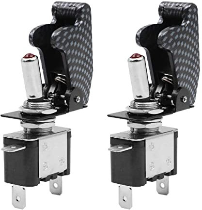 Tiardey 2pcs 12V 20A LED Light Heavy Duty Wippschalter mit wasserdichter Abdeckung SPST ON/Off 3Pin für Auto LKW Boot ASW-07D - Rot