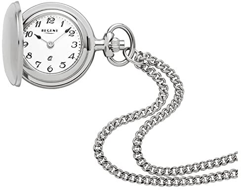 Regent Damen Umhängeuhr Savonnette 70 cm Kette 26 MM Quarz Weißes Zifferblatt Arabische Zahlen P-764