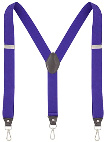 Ausukler Bretelle Uomo Eleganti Donna Extra Forti 3,5 cm di Larghezza con Ganci Girevoli e Cinghie Elastiche Y-back per Jeans, Viola, Taglia unica