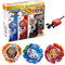 Elrozo 3er Set B-203 Ultimate Fusion DX Set + Launcher Kreisel für Burst Evolution Quaddrive Surge Arena