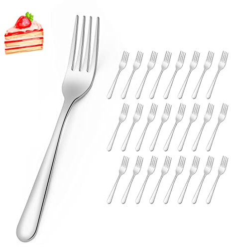 Cake Forks, Funnydin 24 Pieces Stainless Steel Forks Set, 5.9 Inch, Forks Cutlery Only, Dishwasher Safe, Cutlery Starter Forks, Cake Forks, Dessert Forks and Dinner Forks for Home Kitchen & Restaurant