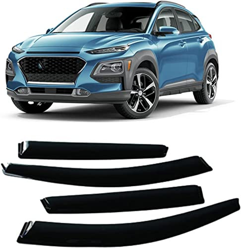 ADAPEY 4 Stück Auto Windabweiser Regenabweiser Für Hyundai Kona Encino Kauai 2017-2022,Vorne Hinten Regenschutz Seitenfenster Sonnenschutz Deflektor Zubehör