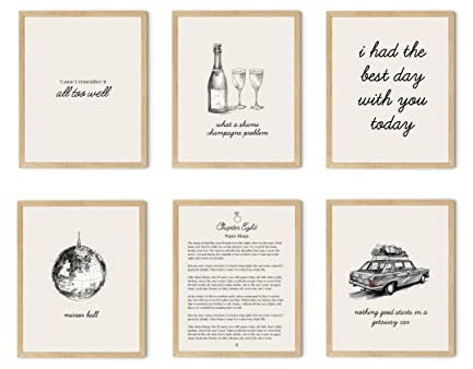 TwoDays Taylor Room Decor Ästhetische, schnelle Folklore-Musik-Lyrics, Wanddekoration, Poster, Albumcover, Kunstdrucke für Schlafzimmer, Fans, Geburtstagsparty-Dekorationen, 20,3 x 25,4 cm, 6 Stück,