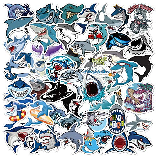 Süße Hai Aufkleber 50Pcs Coole Aufkleber für Wasserflaschen Laptop Sammelalben, Gitarren, Gepäck, Fahrrad, Telefon, Skateboards|Teenager, Mädchen, Kinder Aufkleber
