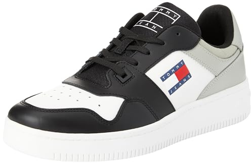 Tommy Jeans Tjm Retro Basket Ess Em0Em01395, Sneaker, Uomo, Grigio (Faded Willow/Black), 40 EU