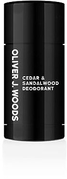 Oliver J. Woods Cedar & Sandalwood Deodorant Stick - Long-Lasting, Skin-Conditioning Formula with Natural Deodorizing Agents - Enriched with Vitamin E - Aluminum-Free, Paraben-Free - 75g