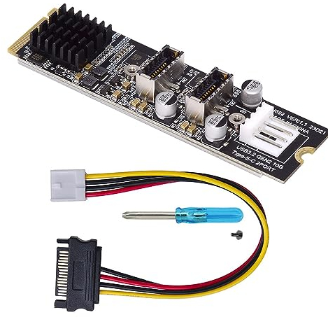 Cablecc Dual Type-E 20pin 10Gbps USB 3.1 Front Panel Socket to NVME NGFF M-Key Express Card Adapter for Motherboard