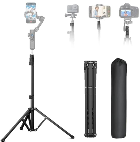 AOCHUAN Treppiede completo per fotocamera da 1,7 m per smartphone Stabilizzatori con supporto per illuminazione in lega di alluminio da 0,44 m ~ 1,7 m (T20)