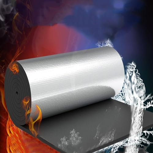 Aluminiumfolie Thermofolie,Dämmung Isolierung Schallschutz Selbstklebend Kautschuk Isoliermatte,Kälteschutz Dämmfolie,Wandisolierung Böden Dachböden Garage Fenster (1x8m/3.3x26.2ft,20mm thick)