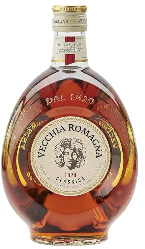 Vecchia Romagna Classica 70cl – Brandy in Eichenholzfässern gereift, frischer und feiner Geschmack. 37,2% vol.
