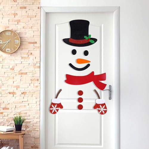Large Removable Snowman Wall & Door Stickers - Christmas Window Decals & Refrigerator Decor