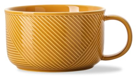 Adewnest Oversized Soup Bowl with Handle - 38 oz Microwave Safe Ceramic Mug - Large Wide Soup Cup - Mustard Yellow, 6 Inch