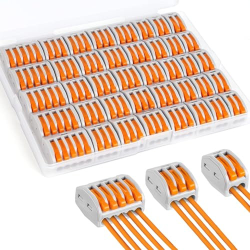 Kabelverbinder, 70 Stück Klemmen Elektro mit Betätigungshebel Kabelklemmen 4mm² Leiter Steckklemmen Verbindungsklemmen Strom Anschlussklemmen Elektroklemmen Frei Kombiniert Werden für Feste Kabe
