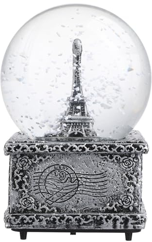Amosfun Turm-Kristallkugel Eiffelturm-Schneekugel Schnee-Musikkugel Figuren Heimdekoration Eiffelturm Tischdekoration Antikes Weihnachtsdekoration -