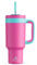 POWCAN 40 oz Tumbler with Handle, 2-in-1 Straw and Sip Lid, Leakproof, Dishwasher Safe, Insulated Stainless Steel Travel Coffee Mug, Keeps Cold for 34 Hours, Fits in Car Cup Holder (Barbie)