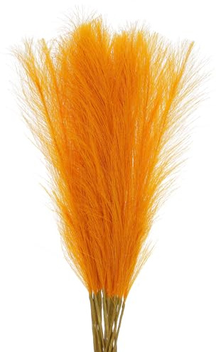 sourcing map 18Pcs 21/55cm Fluffy Faux Pampas Decor Tall Artificial Grass for Living Room Party Wall Vase Wedding Decoration,Golden Yellow