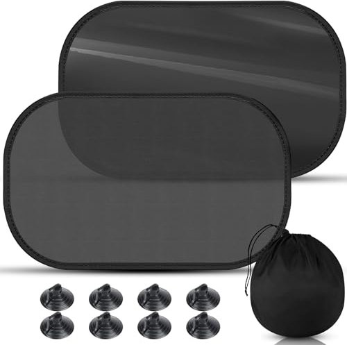 LEWONPO Car Window Shades for Baby, Car Sun Shade for baby, Sun Visor for car Window, Car Sunshades with 8 Suction Cups Blocking Harmful UV Rays Sun Glare Heat, 2 Pack (51 x 31 cm)