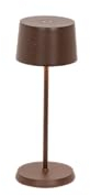 Zafferano, Olivia Micro Lampe, Kabellose, Wiederaufladbare Tischlampe mit Touch Control, Auch für den Außenbereich Geeignet, Dimmer, 2200-3000 K, Höhe 20 cm, Farbe Corten