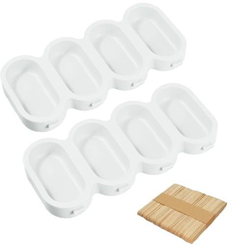 Ice Lolly Mould, 2 Pieces Popsicle Mould Silicone Ice Cream Moulds with 50 Sticks for Chocolate, Sorbets, Pudding