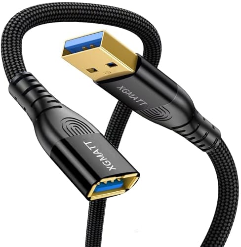 XGMATT Câble d'extension USB 3.0 4 m, USB type A mâle vers femelle 5 Gbps, synchronisation des données USB, compatible avec imprimante, clavier, Oculus Rift, disque dur, PS VR, HTC Vive, lecteur de