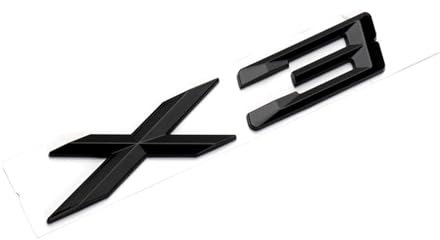 NIBOTT 3D ABS Schwarz Chrom Auto Buchstaben Hinten Stamm Abzeichen X3 Logo Fit for BMW X3 F25 Aufkleber Emblem X3 E83 f25 G01 Schriftzug Zubehör (Color : Glossy Black, Size : 2018-2022)