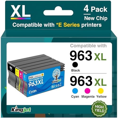 KINGJET 963 XL Wiederaufbereitet Kompatibel für HP 963 963XL Multipack Druckerpatronen für HP Officejet Pro 9022e Patronen für OfficeJet Pro 9012e 9012 9010 9010e 9022 9020e 9014e 9015e 9019 9022 9025