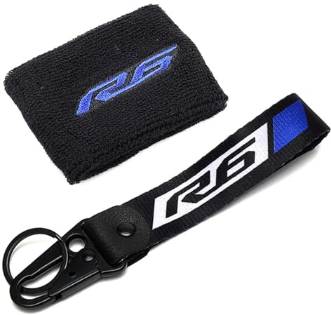 ZESIDIMO Für R6 YZFR6 YZF R6 R6S 1999-2022 2023 2024 Motorrad Vorderbremsbehälter Socke Flüssigkeit Öltank Abdeckung Schlüsselanhänger (Blau)