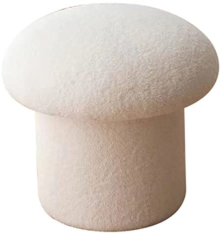 HAOHIZE Fußhocker in Pilzform, Schminktisch Stuhl, Sofabank, Einfacher, Elastischer, Bequemer, Weicher, Runder Plüsch Fußhocker, Pilz Hocker für Heimdekoration (Weiß)