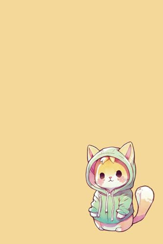 Cute Chibi Hoodie Cat Notebook: 6x9 Lined