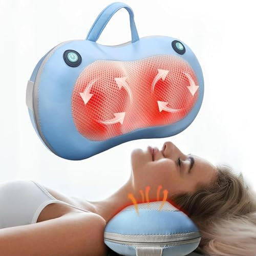 Neck Massager and Back Massager-Massager for Neck Pain Shoulder-Shiatsu Massager Cushion with Heat- Back Massage Pillow with Heat, Deep Tissue Kneading Massager for Shoulder,Back,Legs