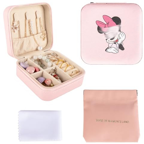 Dekewe Schmuckkästchen Reise Minni, Schmuckkasten Klein, Schmuckschatulle für Mädchen Reiseschmuckaufbewahrung Jewelry Organizer Travel, Geschenkidee für Mädchen(Hellrosa)