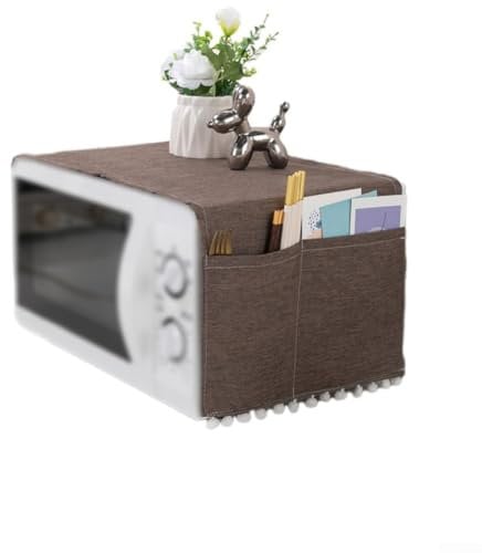 Microwave Oven Dustproof Cover, Dust Proof Cover For Microwave Kitchen Appliance Cover With Side Storage Pockets, 30X90cm(brown)