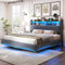 Gegtuon Polsterbett Bett 160x200 mit USB-LED-Licht, Doppelbett Schwebebett mit Stauraum Kopfteil, Stauraumbett Jugendbett Bettrahmen mit Bettgestell und Lattenrost, Möbel, Leinen, Grau, ohne Matratze