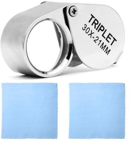 OUDQFCJ Faltlupe Juwelierlupe für Edelsteine Diamanten Schmuck Briefmarken Münzen Antiquitäten Uhren (30X Vergrößerung)