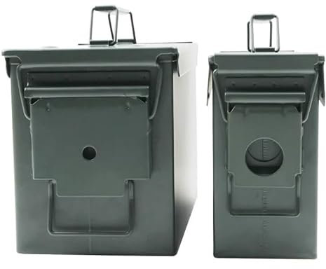 SchrankveranTresor 2er-Pack Munitionskisten aus Stahl und Metall für die Jagd, wasserdicht, luftdicht, für die langfristige Lagerung von Munition Wandtresor mit