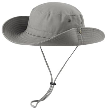 Damen Herren Outdoor Sonnenschutz Bucket Hut Fischerhut Baumwolle Two Way to Wear für Kopfumfang 55-62 cm Einfarbig Grau