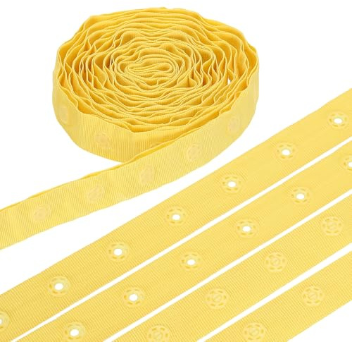 sourcing map 3 Yard Snap Button Tape, Polyester Plastic Snap Button Trim, Sewing Press Stud Ribbon Replacement for DIY Craft Clothes Fabric Sewing, Light Yellow