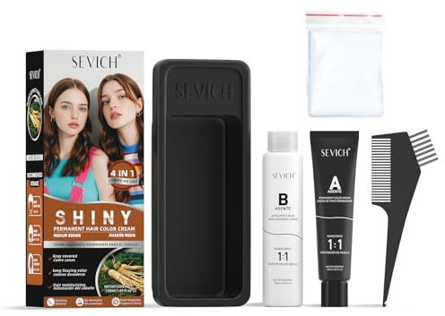Gowwim Crema de color botánica sin amoniaco para el cabello, hipoalergénica y suave para el cuero cabelludo sensible, desarrollo de color natural, cuidado duradero para el cabello gris (marrón)