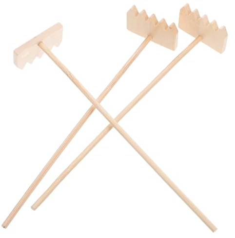 Hohopeti Lot de 3 Mini Râteaux en Bambou pour Bac à Sable Zen Outils de Table pour Sable Accessoires de Jardin Zen Portables pour Contemplation et Décoration Intérieure