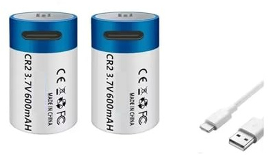 Batteria al litio ricaricabile CR2 da 3,7 V e 600 mAh, ricarica rapida tramite USB, adatta for fotocamere GPS e dispositivi medici.(2pcs)