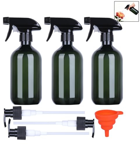 3 Pz Spruzzino Nebulizzatore Capelli, 500ml Nebulizzatore Acqua, Bottiglia Spray Vuota, Flacone Spray Bottle Spruzzino Capellio, Spruzzatore Giardino, con 3 teste di pompaggio e 1 imbuto (verde)