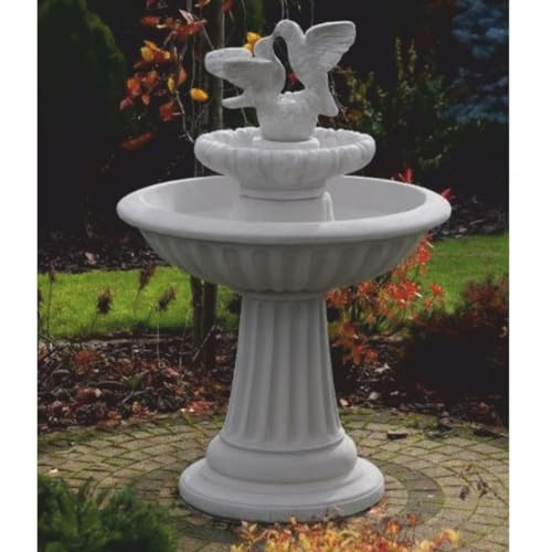 Casa Padrino Jugendstil Springbrunnen 2 Tauben Grau Ø 92 x H. 136 cm