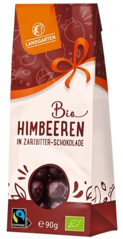 Landgarten Himbeere in Zartbitterschokolade, vegan, FairTrade, 90g