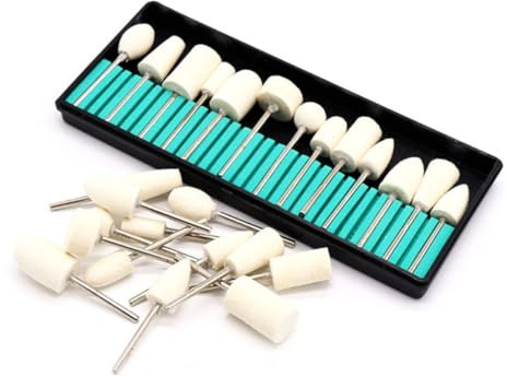 BUTIFULSIC Testine per Smerigliatura Unghie in Lana Beige 12 Pezzi Set Tappi Abrasivi Protettivi per Manicure e Lucidatura Unghie Forme Rotonde e Quadrate