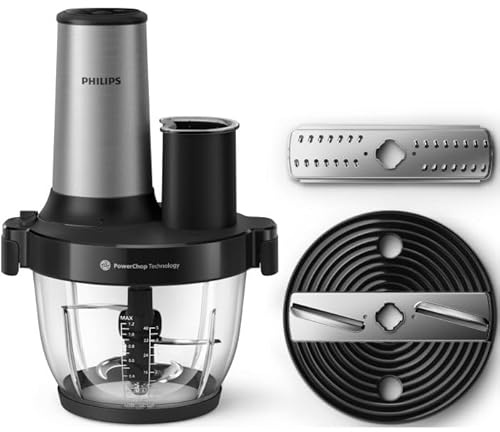 Philips Chopper Series 5000 HR1504/00, 650 W, 2 l, 4 vitesses, argent/noir